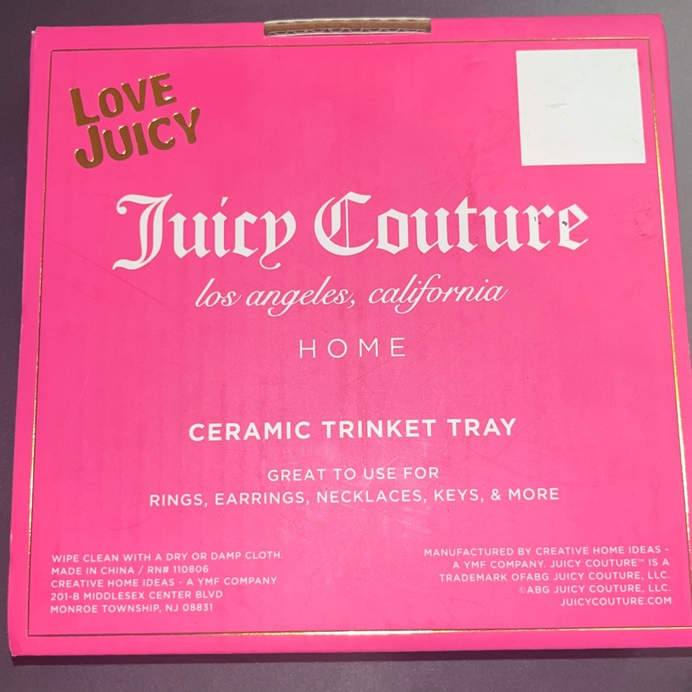 Juicy Couture Home Ceramic Trinket Tray Light Pink Heart Gold Bow - Picture 2 of 2